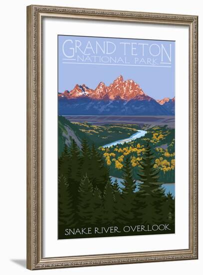 Grand Teton National Park - Snake River Overlook-Lantern Press-Framed Art Print