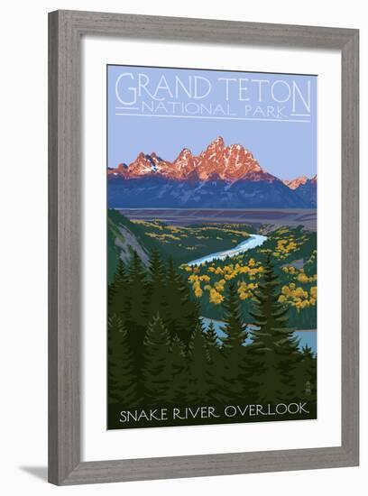 Grand Teton National Park - Snake River Overlook-Lantern Press-Framed Art Print