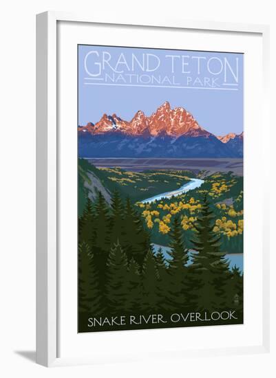 Grand Teton National Park - Snake River Overlook-Lantern Press-Framed Art Print