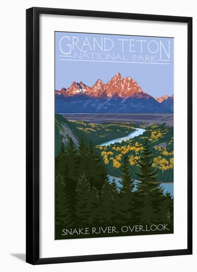 Grand Teton National Park - Snake River Overlook-Lantern Press-Framed Art Print