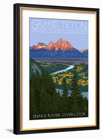 Grand Teton National Park - Snake River Overlook-Lantern Press-Framed Art Print