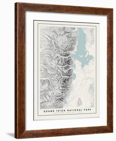 Grand Teton National Park Topographical Print-null-Framed Art Print