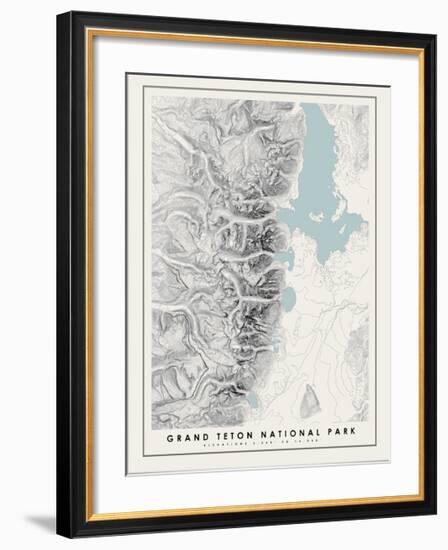 Grand Teton National Park Topographical Print-null-Framed Art Print