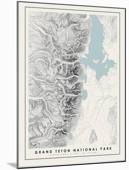Grand Teton National Park Topographical Print-null-Mounted Art Print