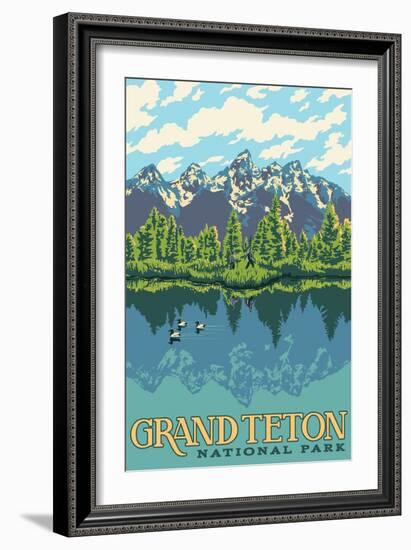 Grand Teton National Park, Wyoming - Explorer Series - Lantern Press Artwork-Lantern Press-Framed Art Print