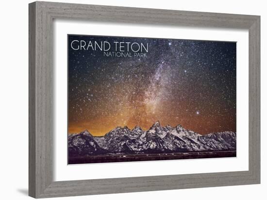 Grand Teton National Park, Wyoming - Milky Way-Lantern Press-Framed Art Print