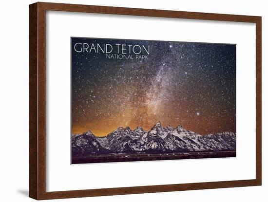 Grand Teton National Park, Wyoming - Milky Way-Lantern Press-Framed Art Print