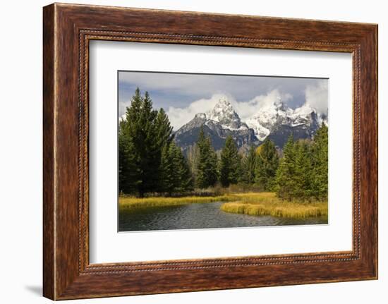 Grand Tetons, from Schwabachers Landing, Grand Teton National Park, Wyoming, USA-Michel Hersen-Framed Photographic Print