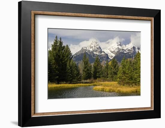 Grand Tetons, from Schwabachers Landing, Grand Teton National Park, Wyoming, USA-Michel Hersen-Framed Photographic Print