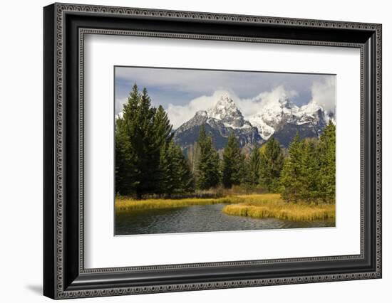 Grand Tetons, from Schwabachers Landing, Grand Teton National Park, Wyoming, USA-Michel Hersen-Framed Photographic Print