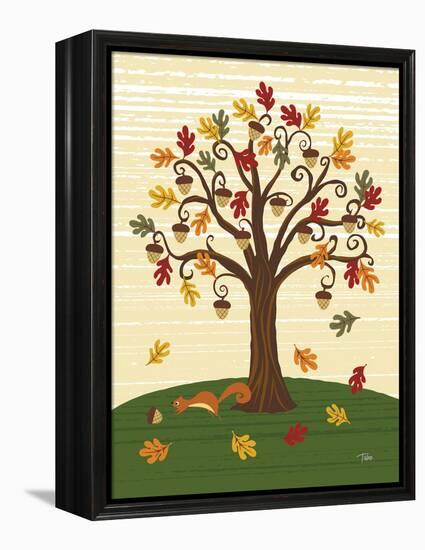 Grand Tree & Squirrel-Teresa Woo-Framed Stretched Canvas