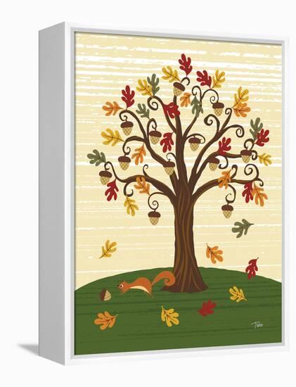 Grand Tree & Squirrel-Teresa Woo-Framed Stretched Canvas