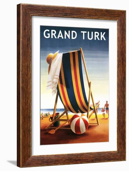 Grand Turk - Beach Chair and Ball-Lantern Press-Framed Art Print