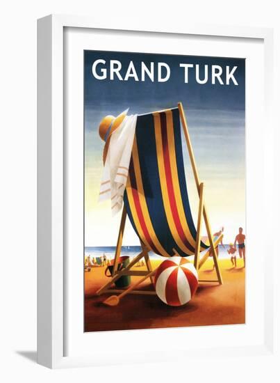 Grand Turk - Beach Chair and Ball-Lantern Press-Framed Art Print