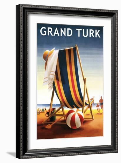 Grand Turk - Beach Chair and Ball-Lantern Press-Framed Art Print