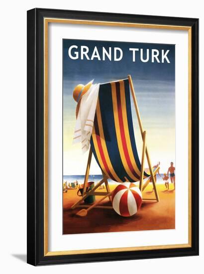 Grand Turk - Beach Chair and Ball-Lantern Press-Framed Art Print