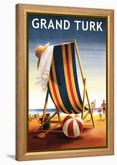 Grand Turk - Beach Chair and Ball-Lantern Press-Framed Stretched Canvas