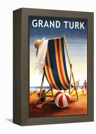 Grand Turk - Beach Chair and Ball-Lantern Press-Framed Stretched Canvas