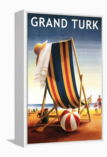 Grand Turk - Beach Chair and Ball-Lantern Press-Framed Stretched Canvas