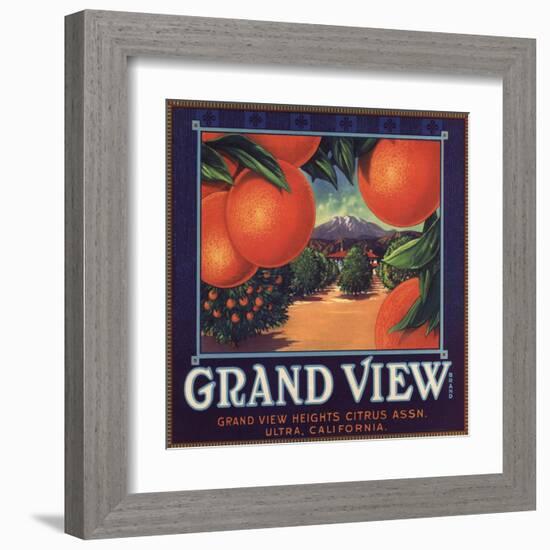 Grand View Brand - Ultra, California - Citrus Crate Label-Lantern Press-Framed Art Print