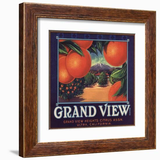 Grand View Brand - Ultra, California - Citrus Crate Label-Lantern Press-Framed Art Print