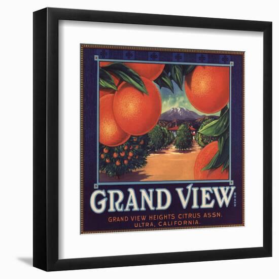 Grand View Brand - Ultra, California - Citrus Crate Label-Lantern Press-Framed Art Print