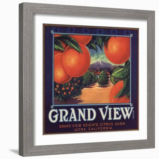 Grand View Brand - Ultra, California - Citrus Crate Label-Lantern Press-Framed Premium Giclee Print