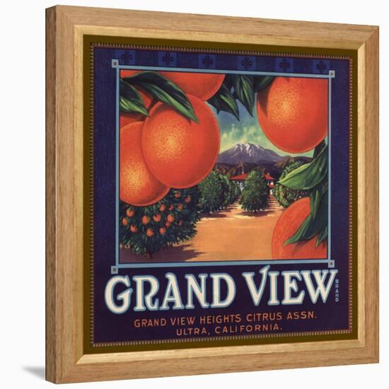 Grand View Brand - Ultra, California - Citrus Crate Label-Lantern Press-Framed Stretched Canvas