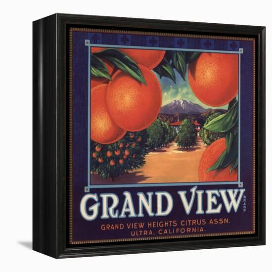 Grand View Brand - Ultra, California - Citrus Crate Label-Lantern Press-Framed Stretched Canvas