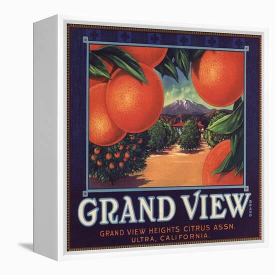 Grand View Brand - Ultra, California - Citrus Crate Label-Lantern Press-Framed Stretched Canvas