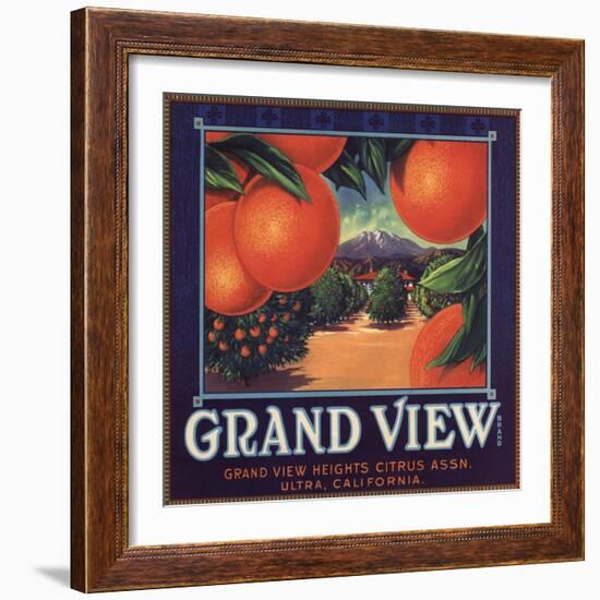 Grand View Brand - Ultra, California - Citrus Crate Label-Lantern Press-Framed Art Print