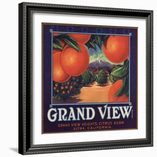 Grand View Brand - Ultra, California - Citrus Crate Label-Lantern Press-Framed Art Print