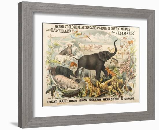 Grand Zoological Aggregation of Rare and Costly Animals with Batcheller and Doris-American School-Framed Giclee Print