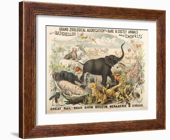 Grand Zoological Aggregation of Rare and Costly Animals with Batcheller and Doris-American School-Framed Giclee Print