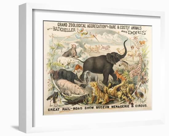 Grand Zoological Aggregation of Rare and Costly Animals with Batcheller and Doris-American School-Framed Giclee Print