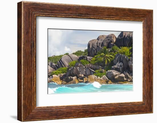 Grande Anse, La Digue, Seychelles, Lonely Dream Beach, Granite Rocks with Palms-Harry Marx-Framed Photographic Print