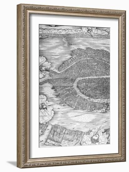 Grande Pianta Prospettica - Venice, C.1500 (Engraving) (Left Hand Side)-Jacopo De' Barbari-Framed Giclee Print