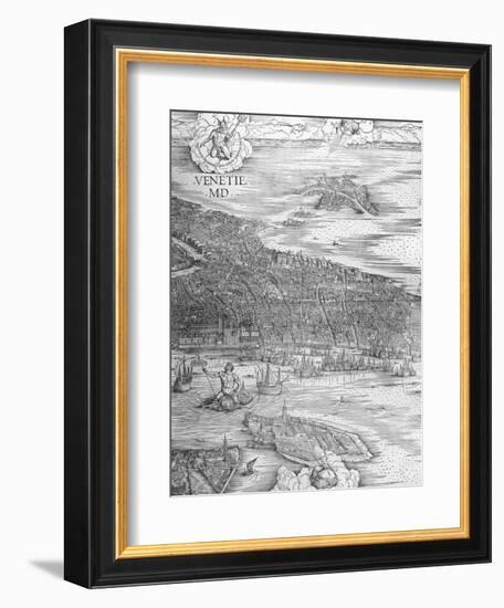 Grande Pianta Prospettica - Venice, C.1500 (Engraving) (Middle Section)-Jacopo De' Barbari-Framed Premium Giclee Print