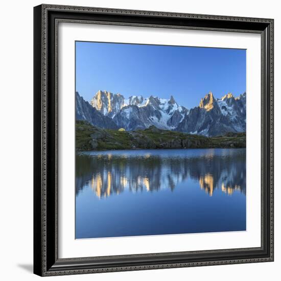 Grandes Jorasses and Dent Du Geant Reflected at Sunrise in Lac Des Cheserys-Roberto Moiola-Framed Photographic Print