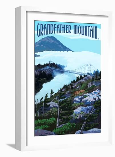 Grandfather Mountain, North Carolina - Bridge and Clouds-Lantern Press-Framed Art Print