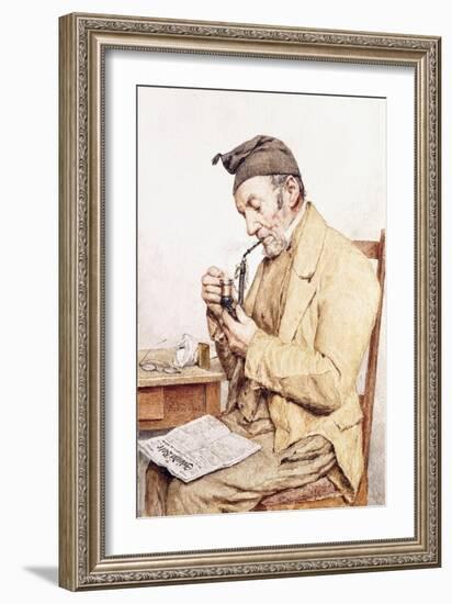 Grandfather with Pipe, 1903-Albert Anker-Framed Giclee Print