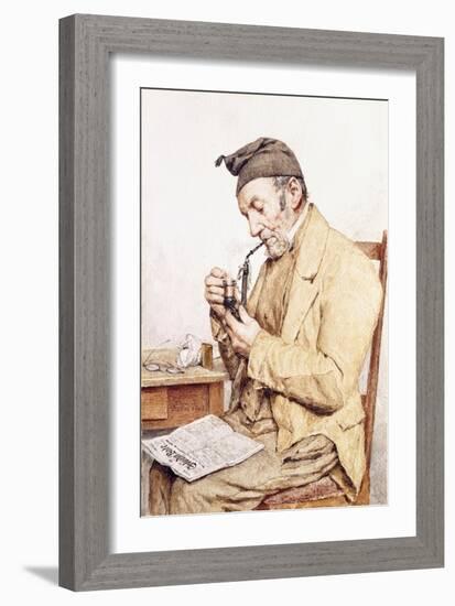 Grandfather with Pipe, 1903-Albert Anker-Framed Giclee Print