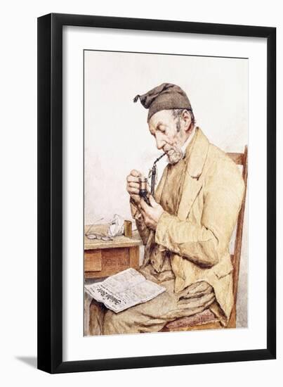 Grandfather with Pipe, 1903-Albert Anker-Framed Giclee Print