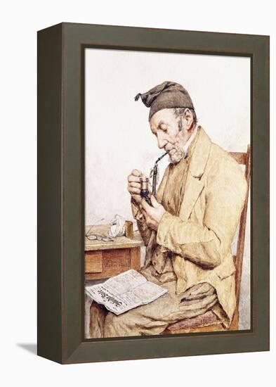 Grandfather with Pipe, 1903-Albert Anker-Framed Premier Image Canvas