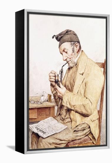 Grandfather with Pipe, 1903-Albert Anker-Framed Premier Image Canvas