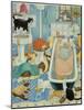 Grandma and 10 cats in the bathroom-Linda Benton-Mounted Giclee Print