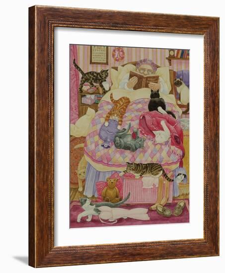 Grandma and 10 cats in the bedroom-Linda Benton-Framed Giclee Print