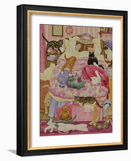 Grandma and 10 cats in the bedroom-Linda Benton-Framed Giclee Print