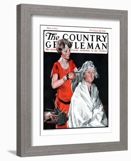 "Grandma Bobs Her Hair," Country Gentleman Cover, May 9, 1925-William Meade Prince-Framed Giclee Print