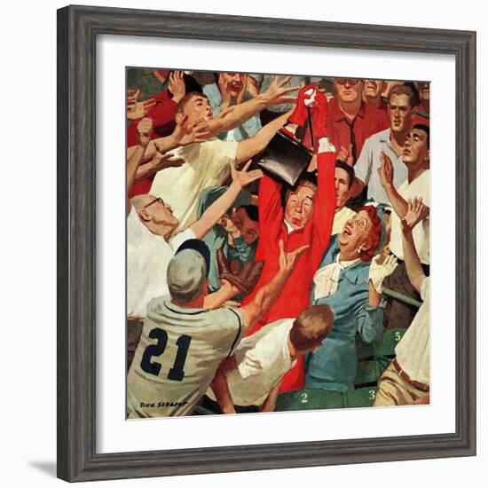 "Grandma Catches Fly-ball," April 23, 1960-Richard Sargent-Framed Giclee Print